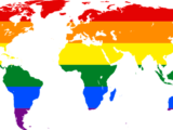 mapa świata w kolorach flagi osób LGBT+